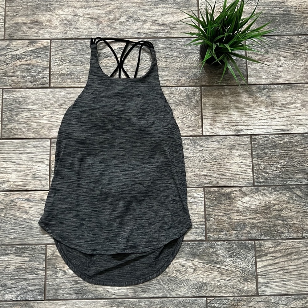 Lululemon tank bra 2 in 1 strappy grey black